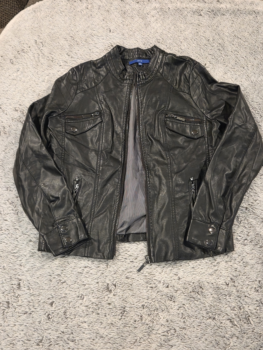 Apt. 9 Black Faux Leather Women's Moto Jacket